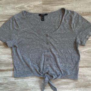 forever 21 grey button up t-shirt